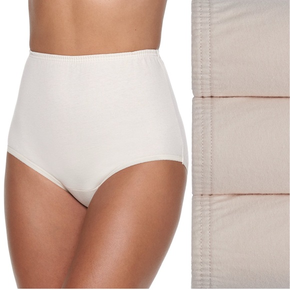 Vanity Fair Other - Vanity Fair Women High Waisted Underwear 3 Pk Brief Beige Panty 6/M 6 Cotton New